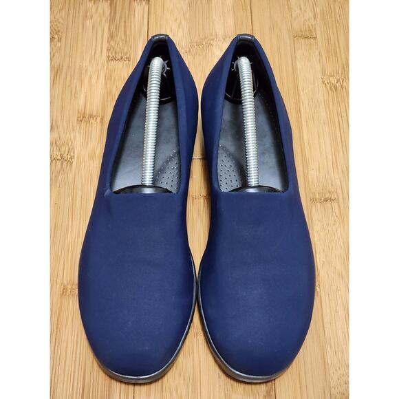 SAS Bliss Fabric Slip On Shoes Wedge Womens 6.5 Navy Stretch Comfort Casual Work - Picture 3 of 9